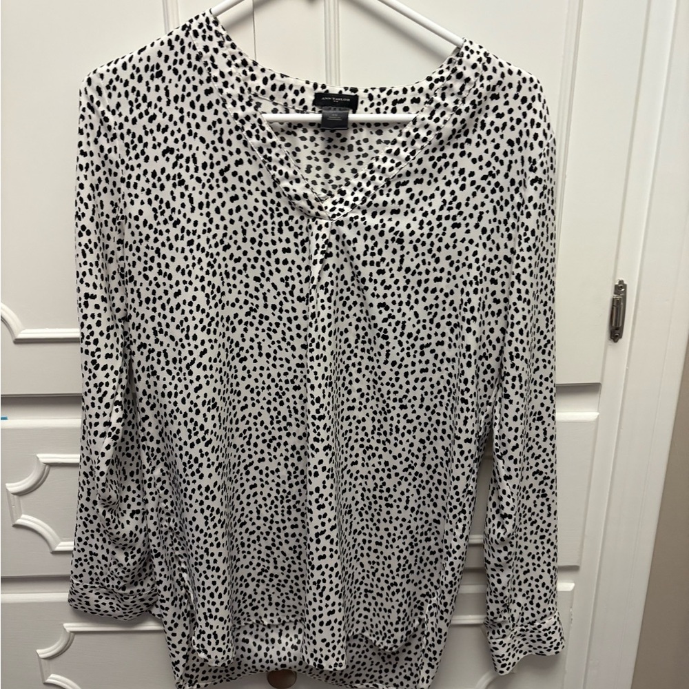 Ann Taylor Black and White Dotted Blouse